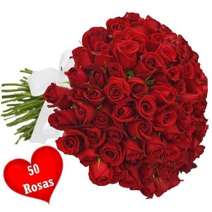 Buquê com 50 Rosas Vermelhas