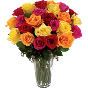 Arranjo no Vaso G com 24 Rosas Coloridas