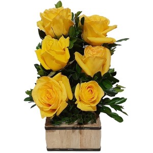 Ikebana com 6 Rosas Amarelas