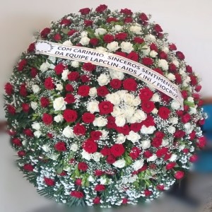 Coroa de Flores com Rosas Brancas e Vermelhas(Tam:1,70)