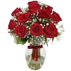 Arranjo no Vaso P com 12 Rosas Vermelhas