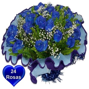 Buquê 24 Rosas Azuis