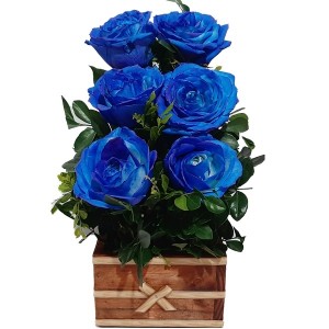 Ikebana com 6 Rosas Azuis